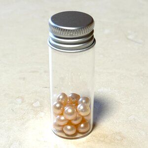 2/$20,  Small Glass Bottle w/ Genuine Champagne Blush Freshwater Pearls